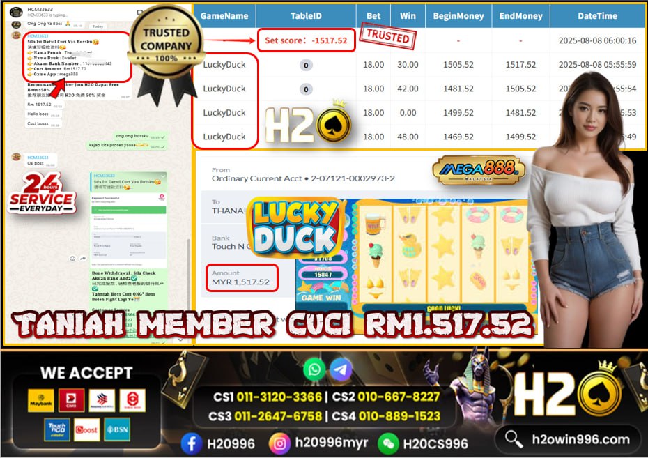 Bukti jackpot Lucky Duck Mega888