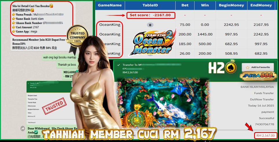 Bukti jackpot Ocean King Mega888