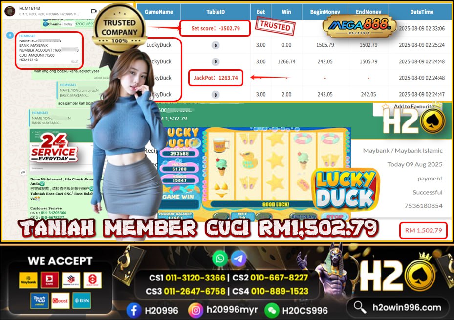 Bukti jackpot Lucky Duck Mega888
