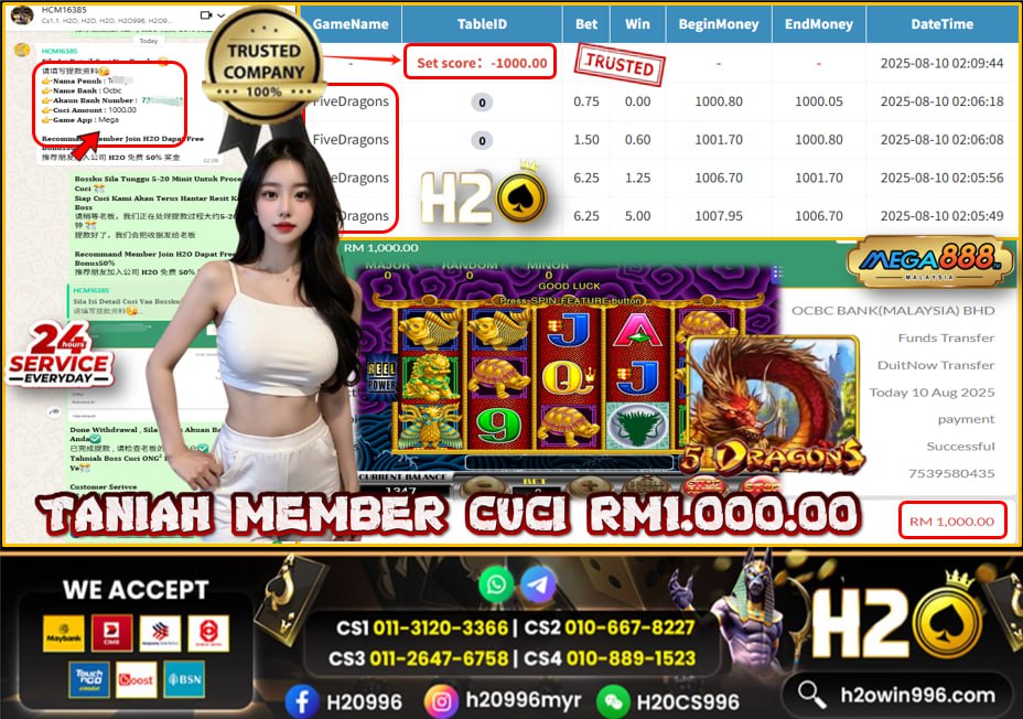 Bukti jackpot 5 Dragons Mega888