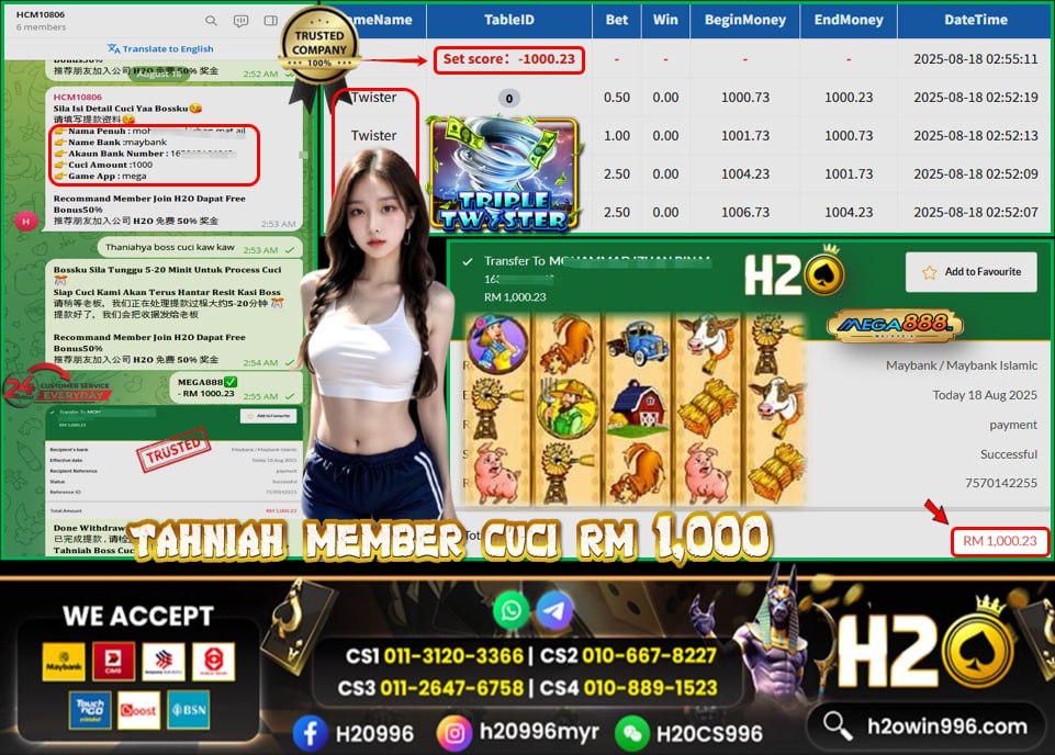 Bukti jackpot Triple Twister Mega888