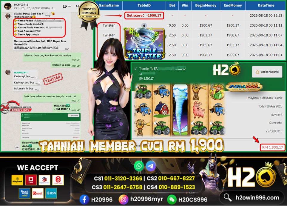 Bukti jackpot Triple Twister Mega888