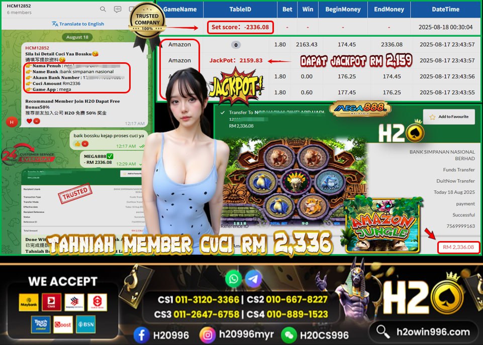 Bukti jackpot Amazon Junggle Mega888