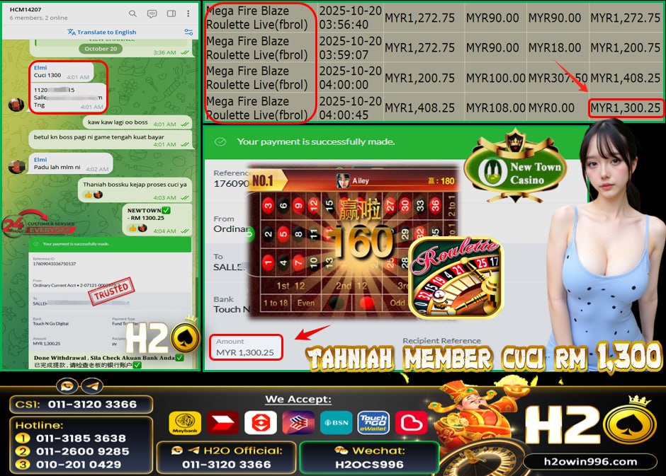 Bukti jackpot Roulette New Town Casino Mega888