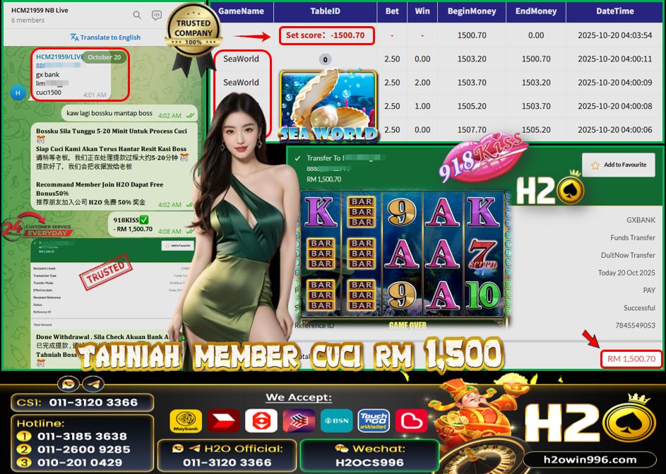 Bukti jackpot Sea World 918kiss  Mega888