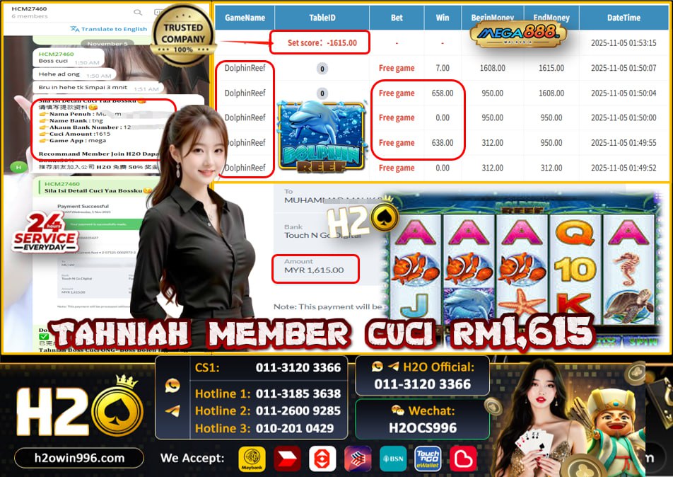 Bukti jackpot Dolphin Reef Mega888