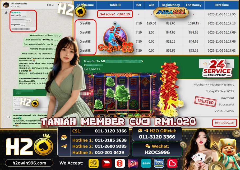 Bukti jackpot Great 88 Mega888